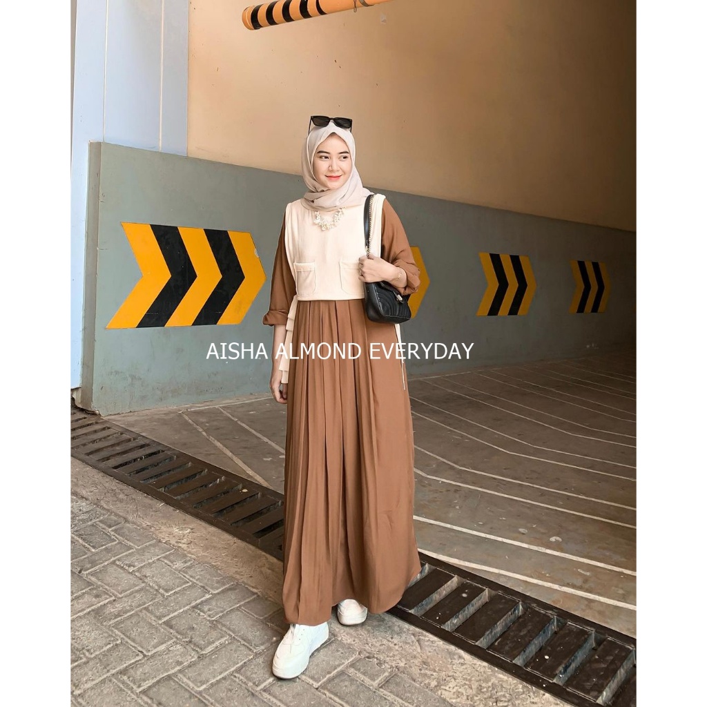 AISHA Gamis Busui Wanita Muslim Korean Style Rompi Lepas Dress Vest