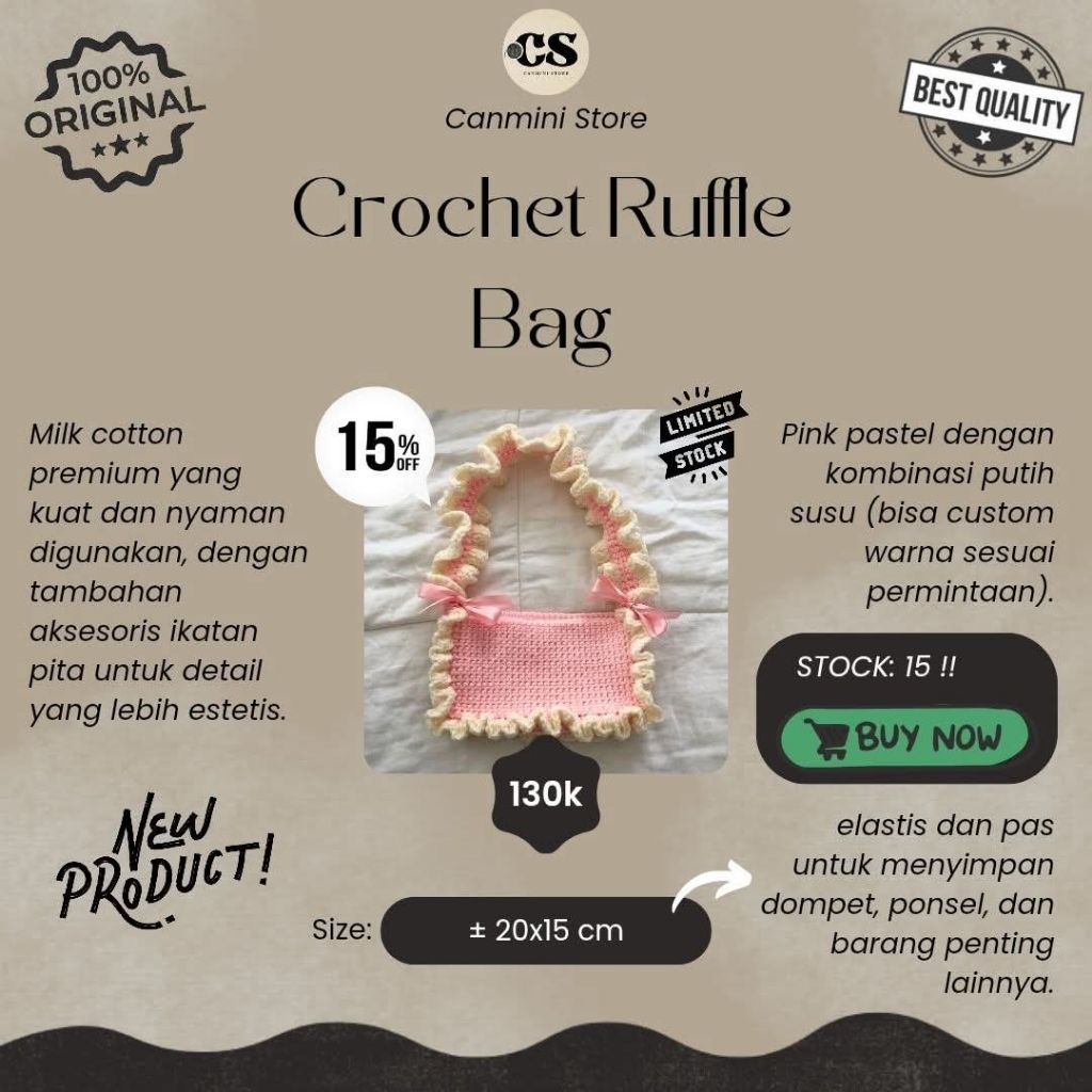 Crochet Ruffle Bag
