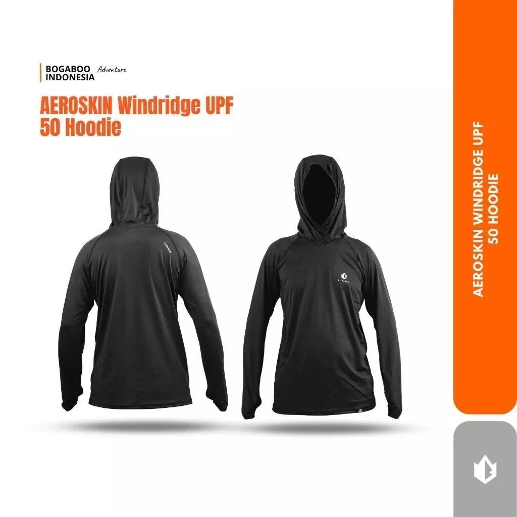 BOGABOO AEROSKIN BaseLayer Hoodie Pria – Inner Layer Kaos Olahraga Lengan Panjang Thumbhole – Manset