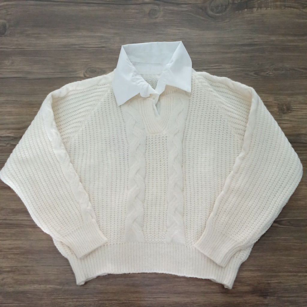 sweater wanita kerah polo