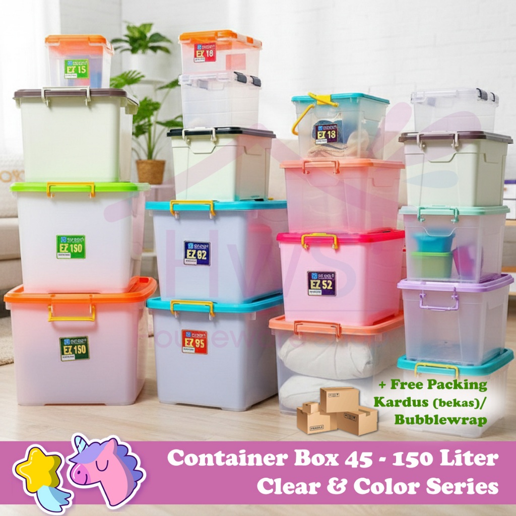 Container Box Kotak Penyimpanan Serbaguna Roda Plastik Jumbo Ezy 45 - 150 Liter