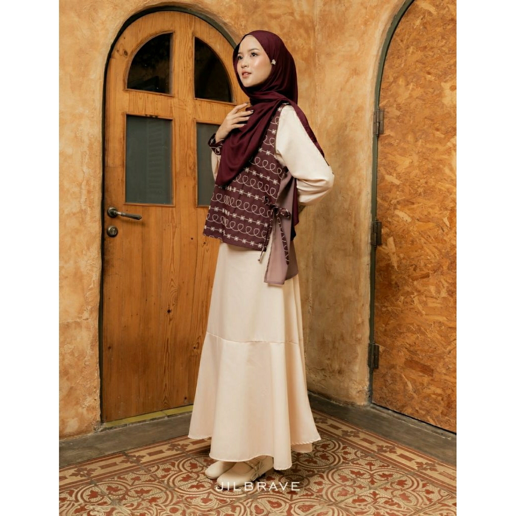 DWINA DRESS JILBRAVE | 2 IN 1 Style Gamis Syari Set Outer | Gamis Katun Set Outer Tweed