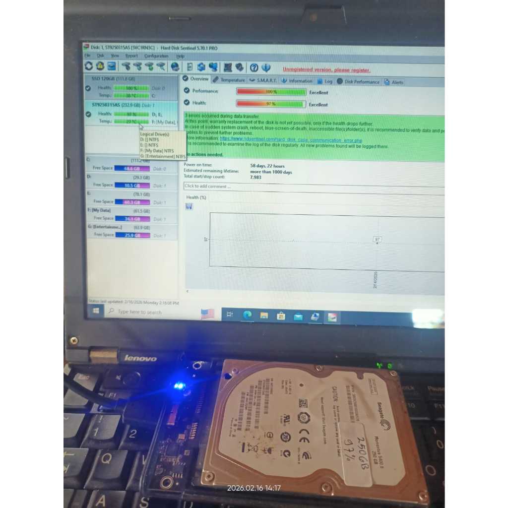 HDD Copotan Laptop 250GB Berbagai Merk