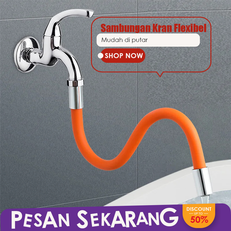Sambungan Kran Air Fleksible Selang Flexible 360 Derajat Extention Cuci Muka Kaki Wastafel Ember