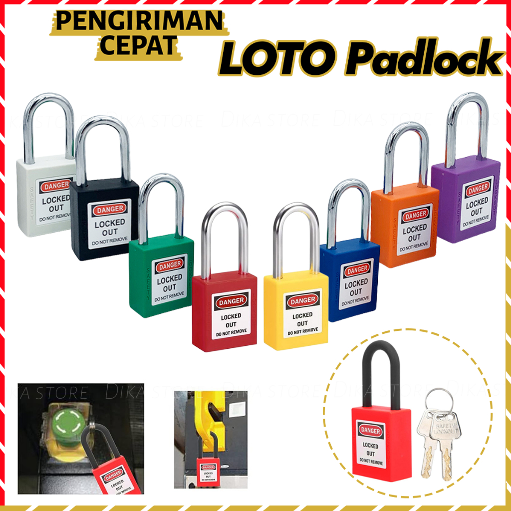 Gembok LOTO Safety Lockout 38mm Gembok Rekayasa Industri Baja dengan 2 Kunci Unik Home Security Read