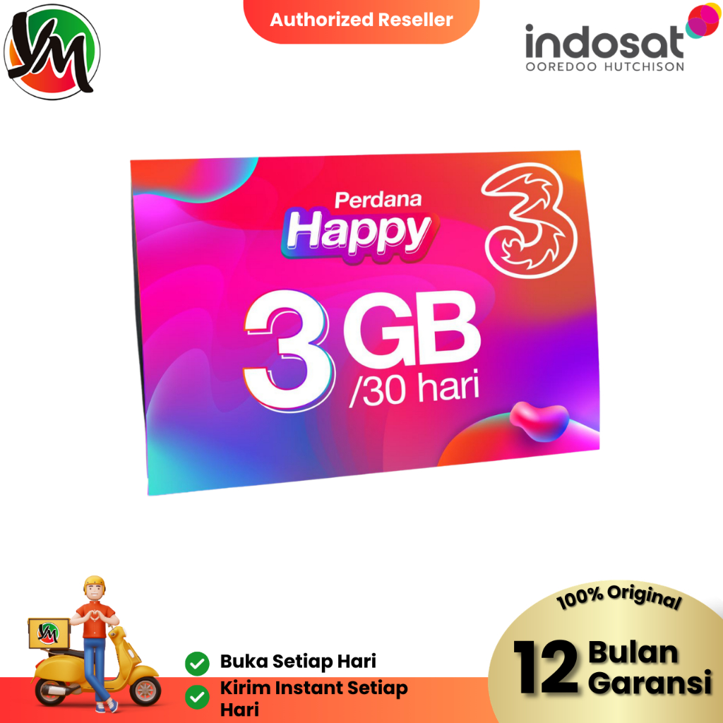 Perdana Kuota TRI HAPPY 3GB 28 Hari