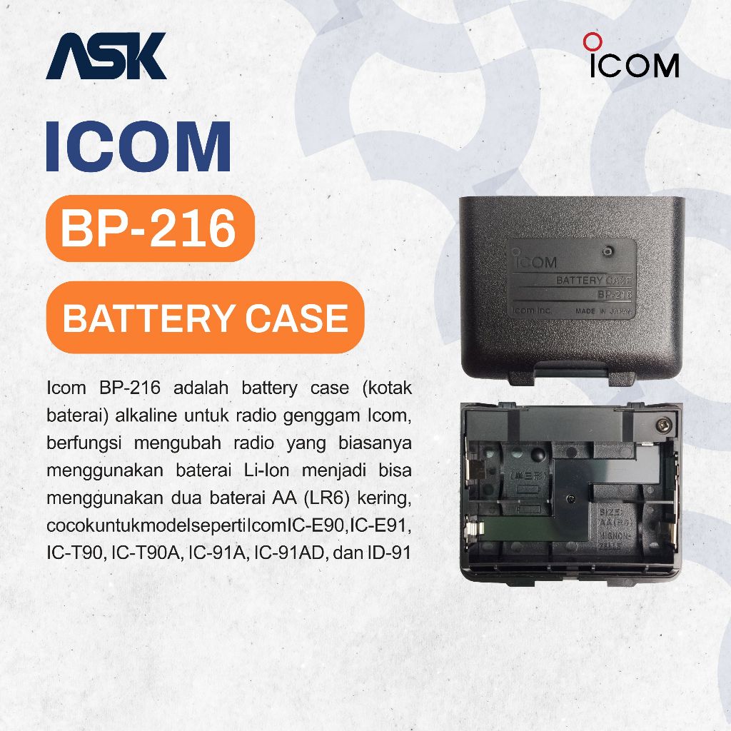 Kotak Baterai Handy Talky BP-216 ICOM / Battery Case HT BP216