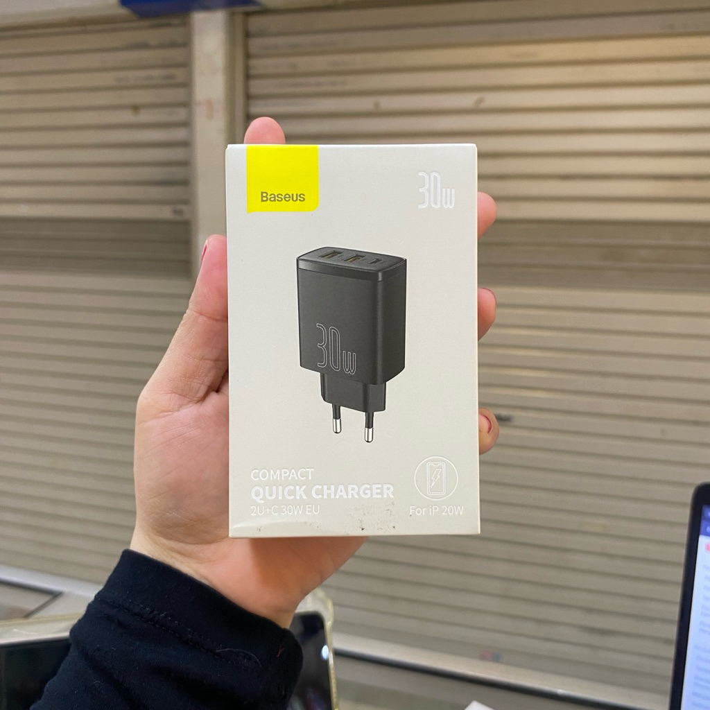 Kepala Charger Baseus 30W 2Port USB + Type-C Quick Charger ADAPTER BASEUS 30W - CCXJ-E01- HITAM