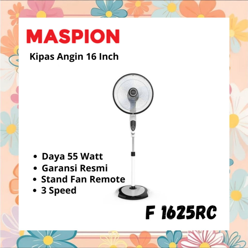 Maspion F 1625RC Remote kipas angin berdiri 55 watt stand fan 16 Inch Oscilation Fan 360' F 1625 RC