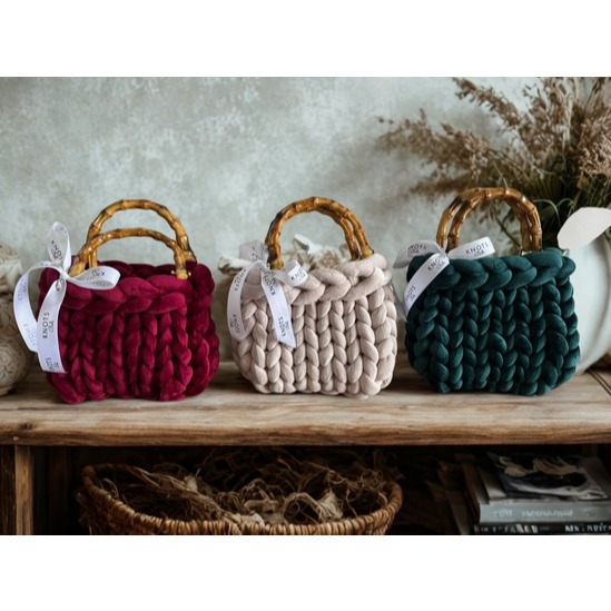 Handbag Chunky Yarn Velvet Cute