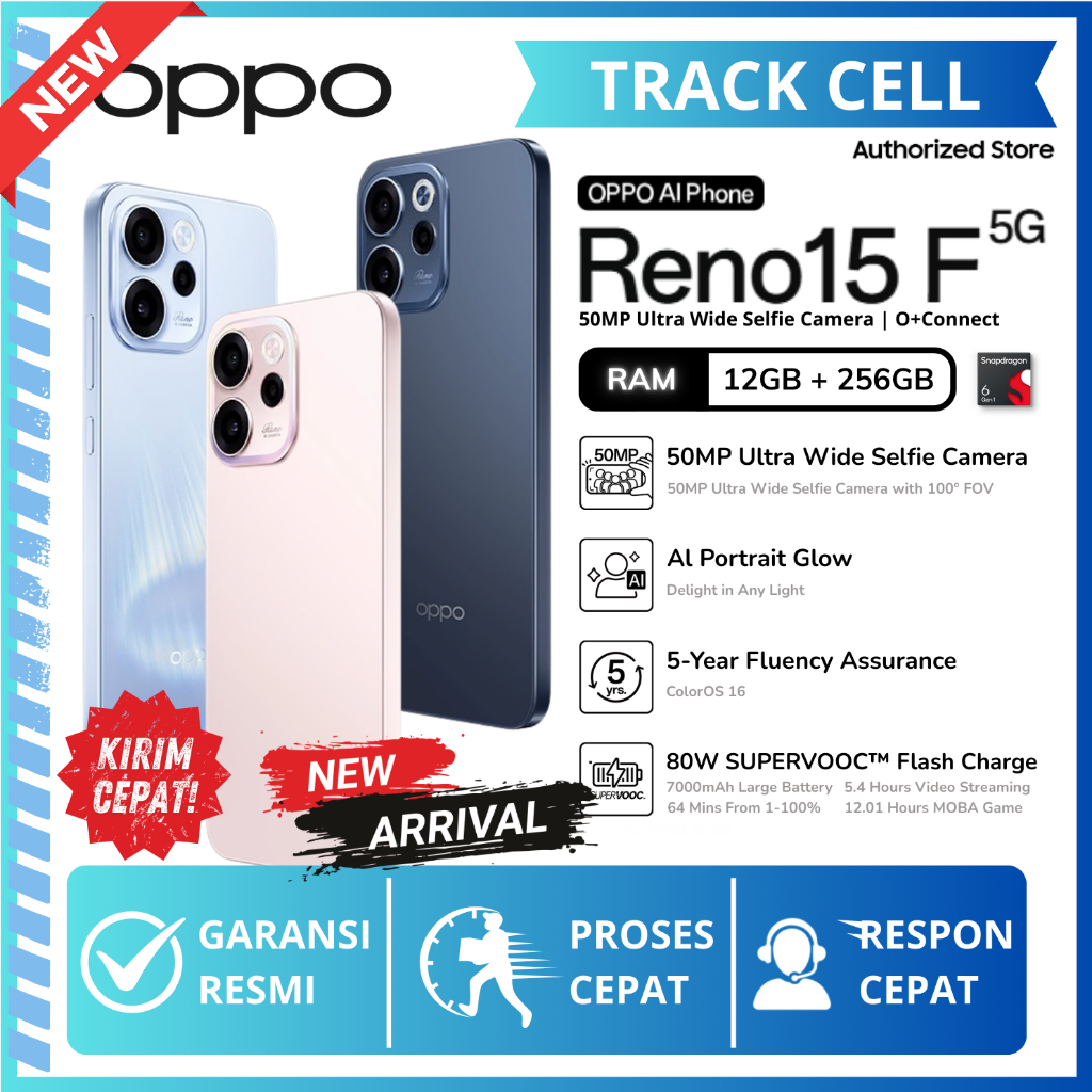 Oppo Reno 15F 5G 8/128 8/256GB 12/256GB HP Oppo Terbaru 2026 100% Original Garansi Resmi
