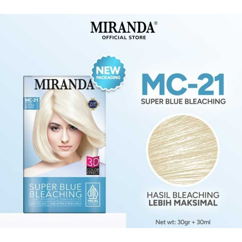 Miranda Hair Color MC21 Super Blue Bleaching 30ml  | Decoloring Cat Rambut Permanen Warna Putih Taha
