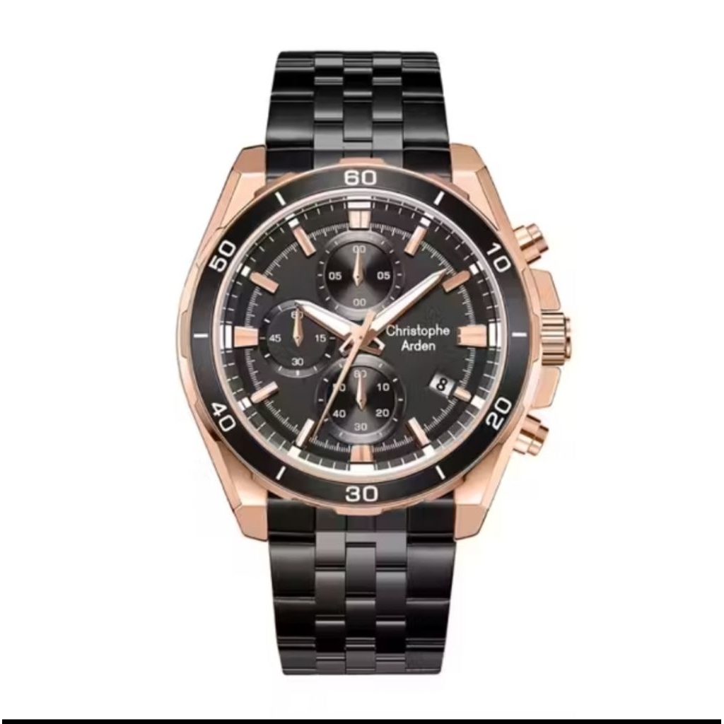 Jam tangan cristophe arden crono aktiv tangal aktiv tali rantai variasi warna pria CA 3003 MC origin