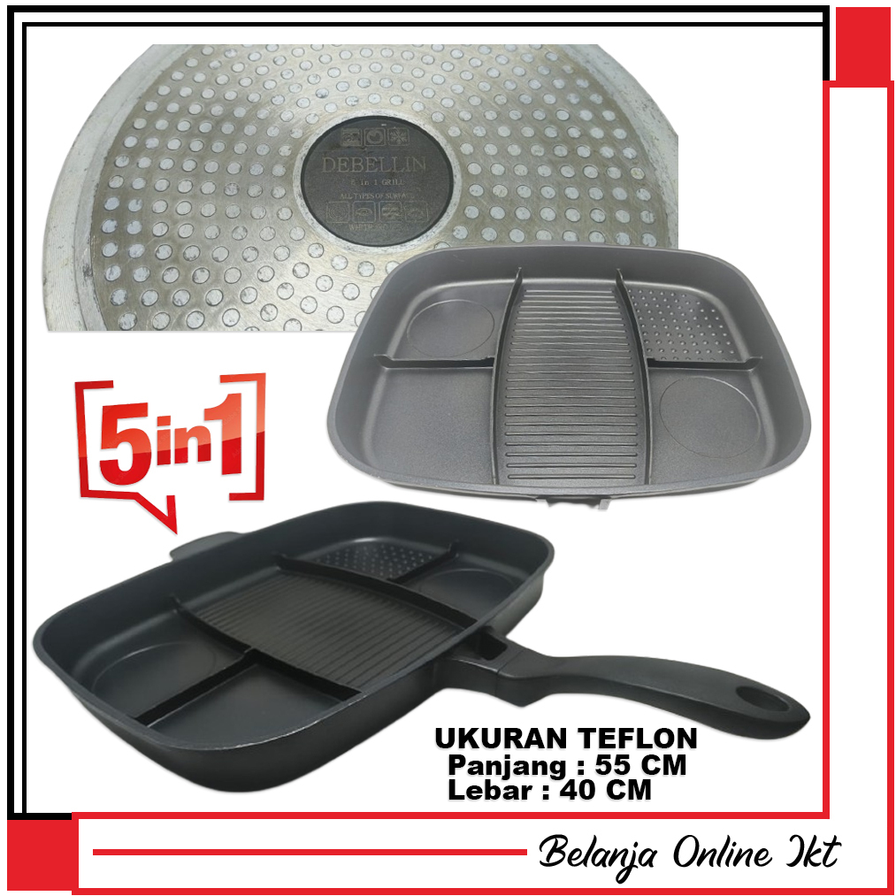 DEBELLIN Panci Serbaguna 5 Sekat Magic Pan 5 In 1 Panci Penggorengan Teflon Frying Pan SECOND DEBELL