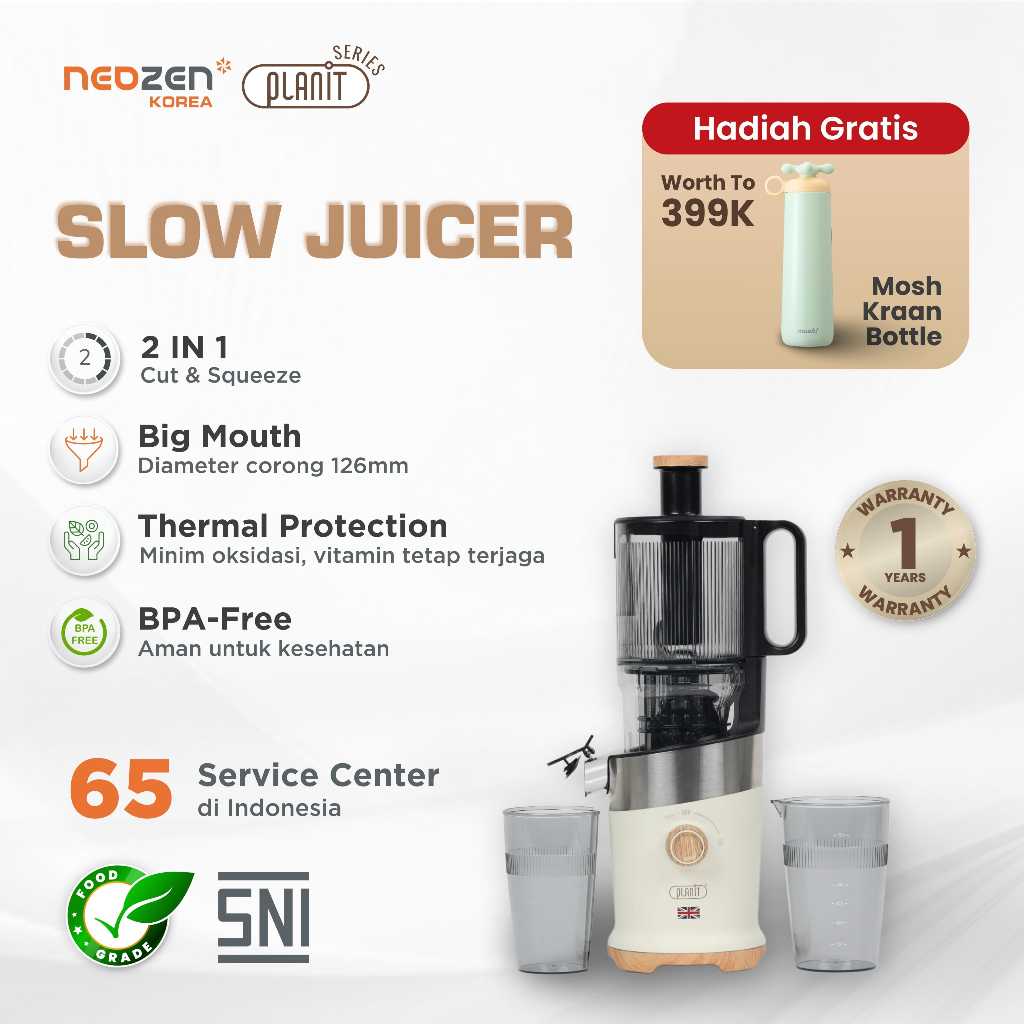 NEOZEN x PLANIT SLOW JUICER 2 IN 1 MULTIFUNGSI - BLENDER LOW WATT COLD PRESS JUICER  - BLENDER PENYA