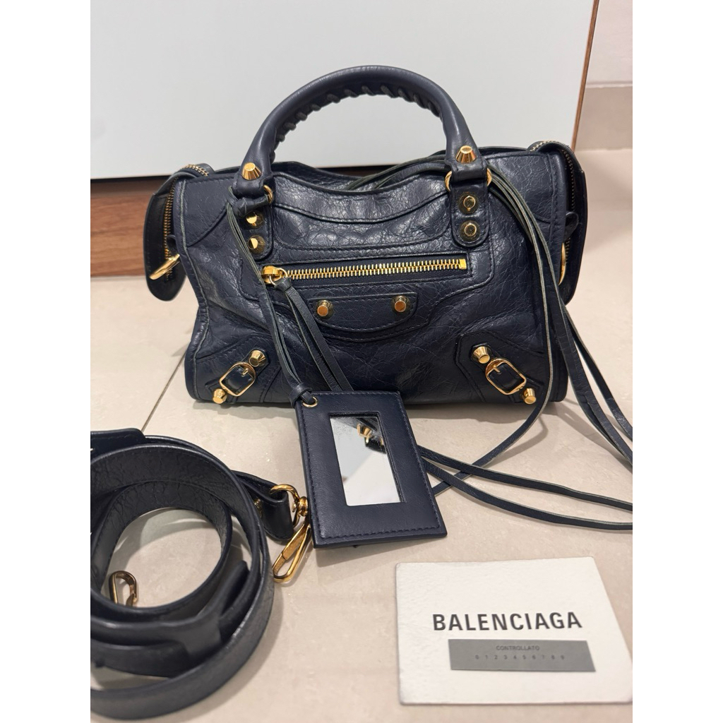balenciaga mini city navy ghw 2018 AUTHENTIC