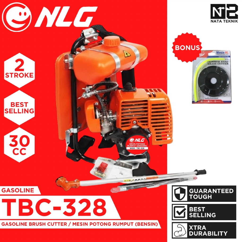 NLG TBC-328BP Mesin Potong Rumput Gendong 2 Tak NLG TBC 328 BP Dual Stroke Gasoline Brush Cutter