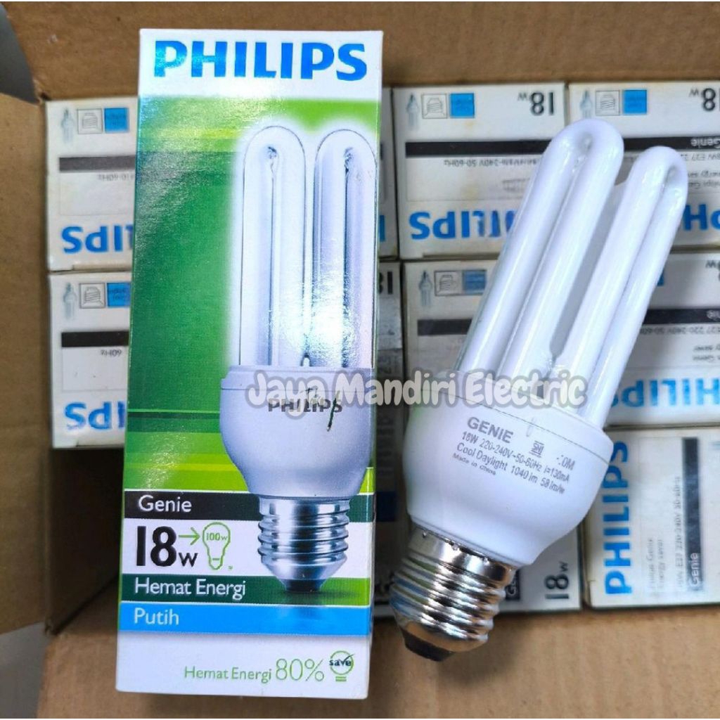 LAMPU BOHLAM PHILIPS GENIE 18W 18WATT 865 PUTIH ULIR E27 220VOLT HEMAT ENERGI TAHAN LAMA SETARA 100W