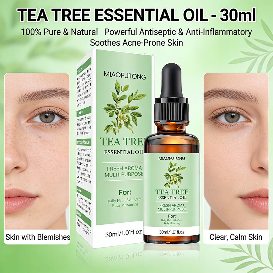 Tea Tree Oil 100% Murni 30ml Minyak Esensial Tea Tree Asli untuk Jerawat Rambut Rontok Ketombe & Per