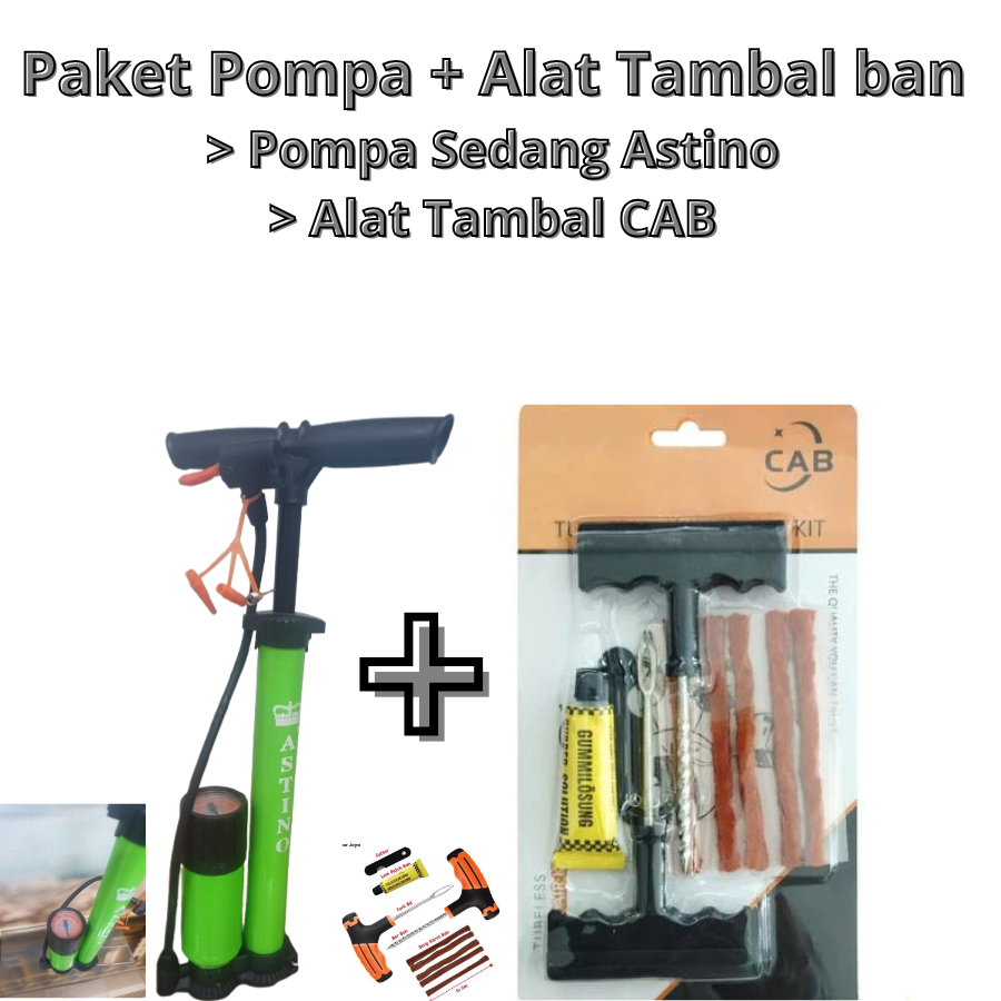Paket Alat Tambal Ban Tubeles Motor Mobil + Pompa Angin Serbaguna - Tambal Ban Motor Dan Mobil