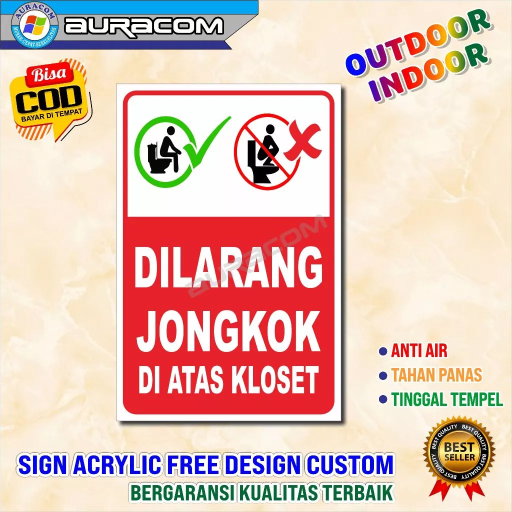 Sign Tulisan Dilarang Jongkok Di Toilet Duduk Sign Peringatan Custom Free Design