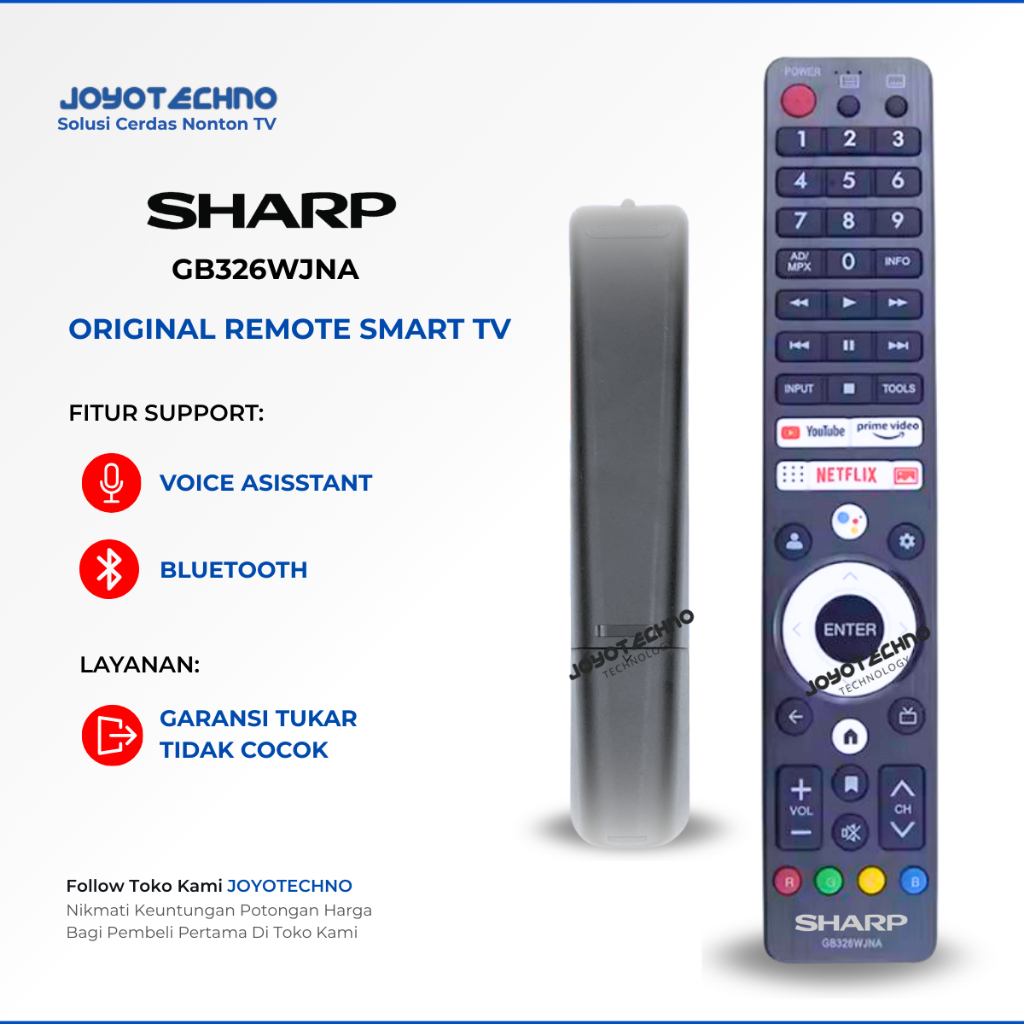 Remote Sharp Android Smart TV 2T-C32EG1I 4T-C50BJ3T Original Voice Command