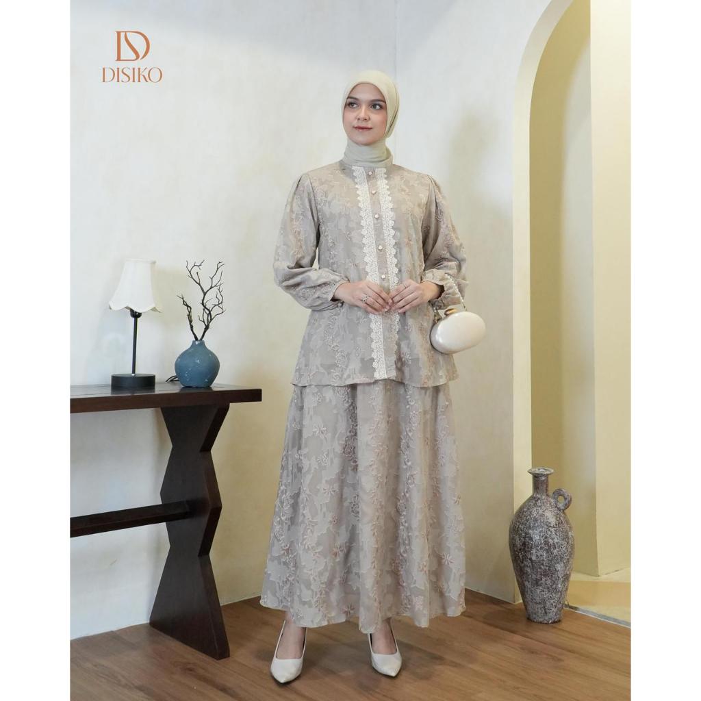 DISIKO Aina One Set Rok Bordir Emboss Edisi Hari Raya