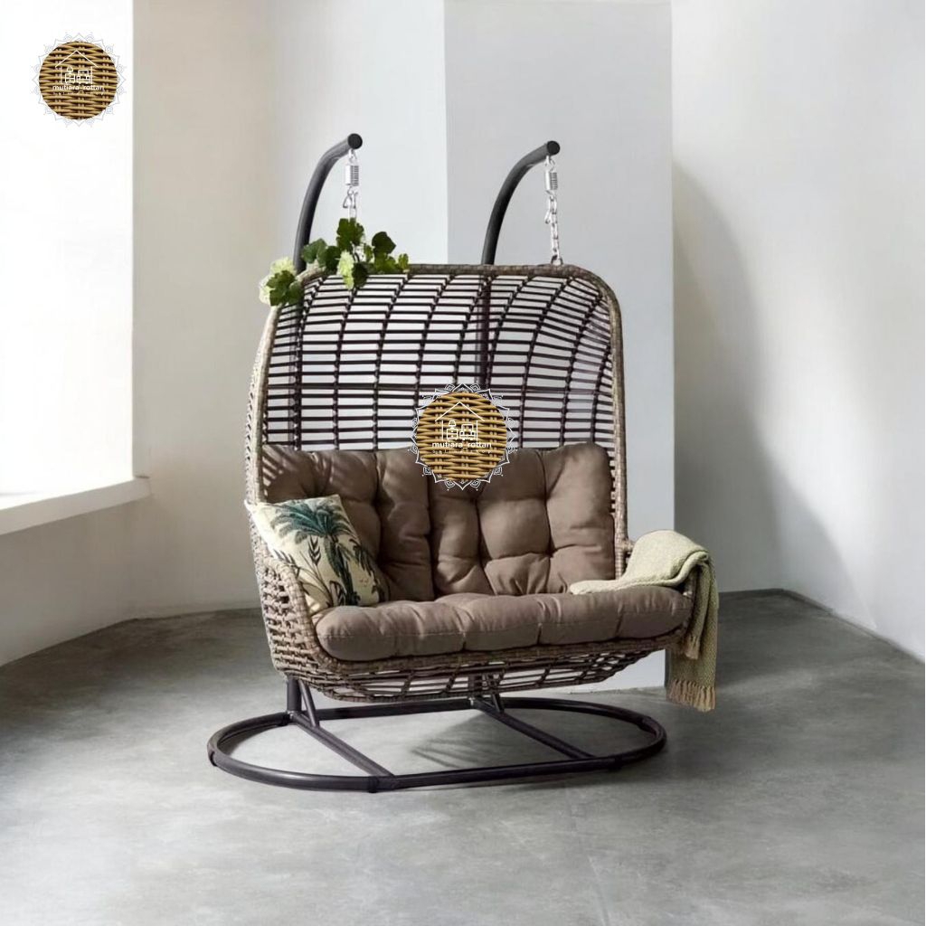 kursi ayunan gantung dewasa jumbo rotan sintetis bahan ori