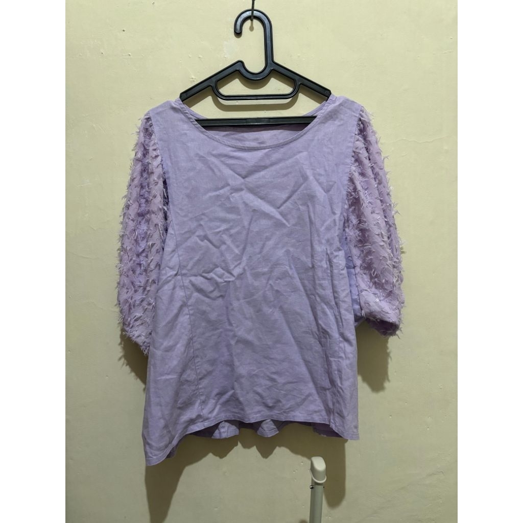 baju atasan blouse wanita ungu lilac oversize