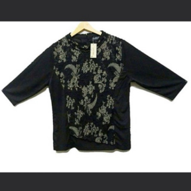 Baju Import Murah - Blouse / atasan hitam brokat