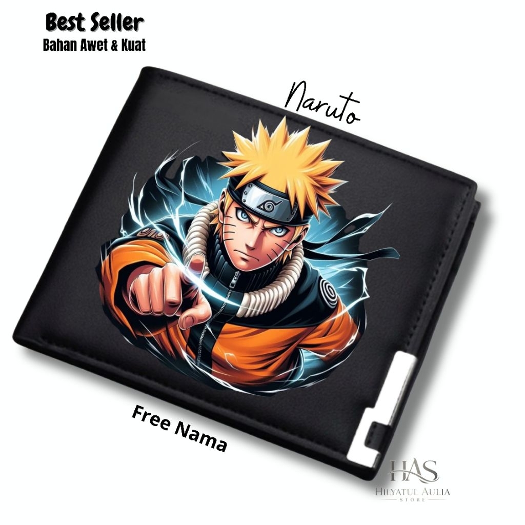 Dompet Lipat Anak Custom Nama Tema Naruto | Dompet Anak Laki Laki Karakter Naruto | Kado Ulang Tahun