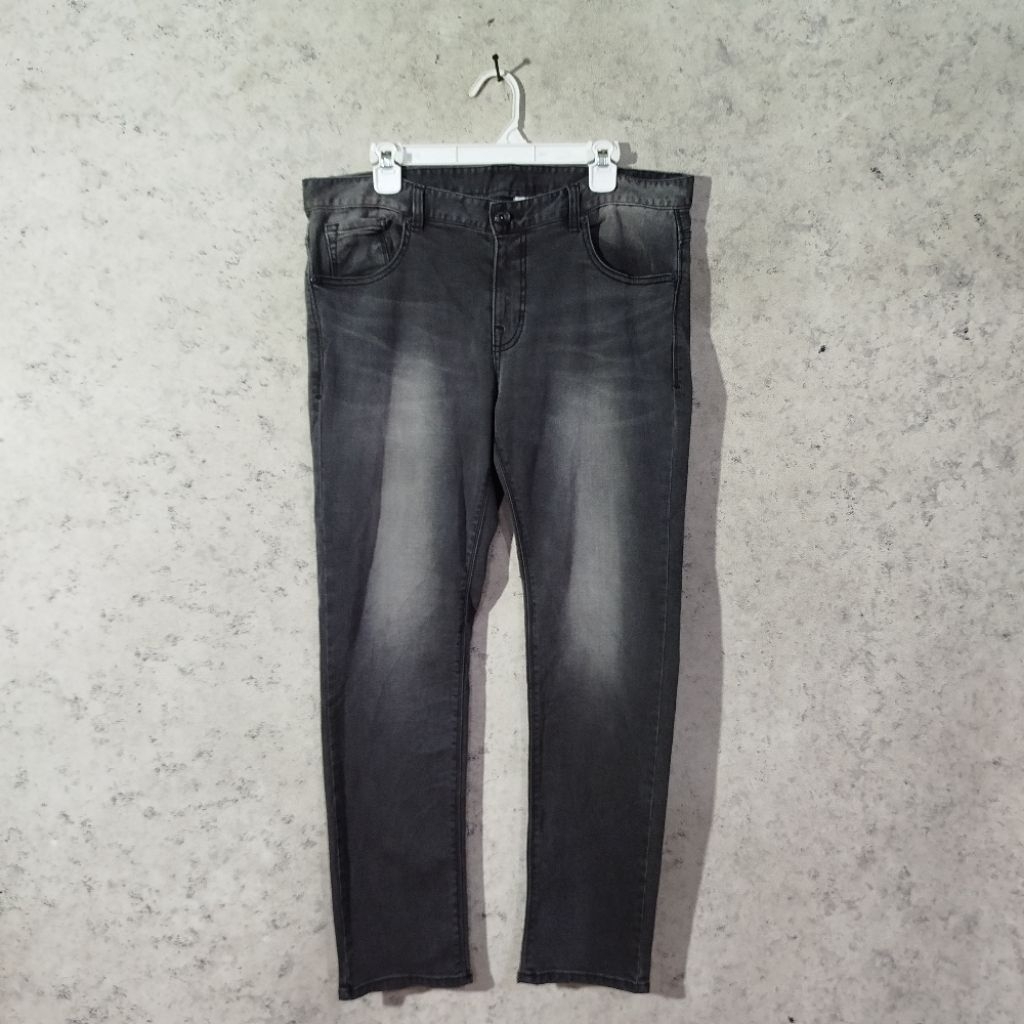 Celana panjang jeans rare item MLB MAJOR LEAGUE Hitam Fadding classic vintage jeans denim casual reg