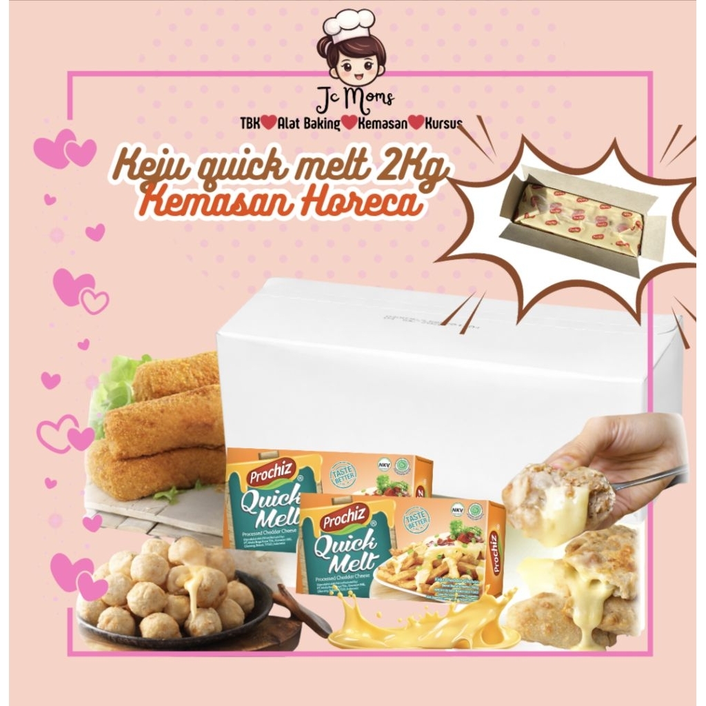 Prochiz Quick Melt 2kg Keju Leleh Kemasan Horeca Keju Mozzarella Cheddar Leleh Untuk Roti Sosis Pizz