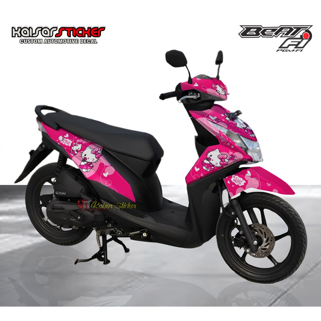 Decal Sticker Stiker Full body Variasi Beat Fi Lama 2012 / 2013 / 2014 / 2015 Desain Hello Kitty