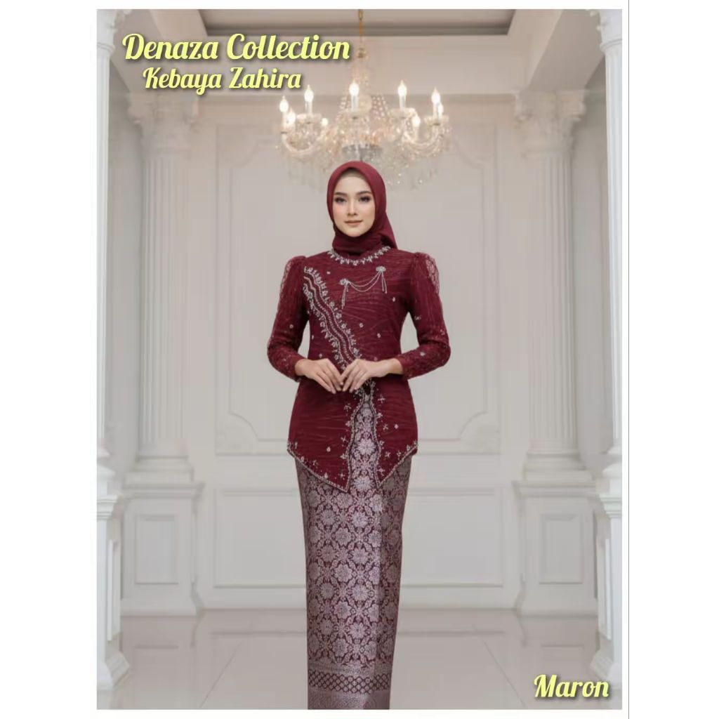 Kebaya Zahira kebaya Wanita Modern Kebaya Lamaran Baju Wisuda Modern Set Melayu-Kebaya Janggan(free 