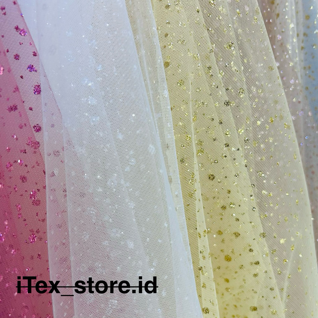Kain TILE SUGAR CANDY RAINDROP SPARKLE PREMIUM / tulle sugar candy ultra soft / tile mewah