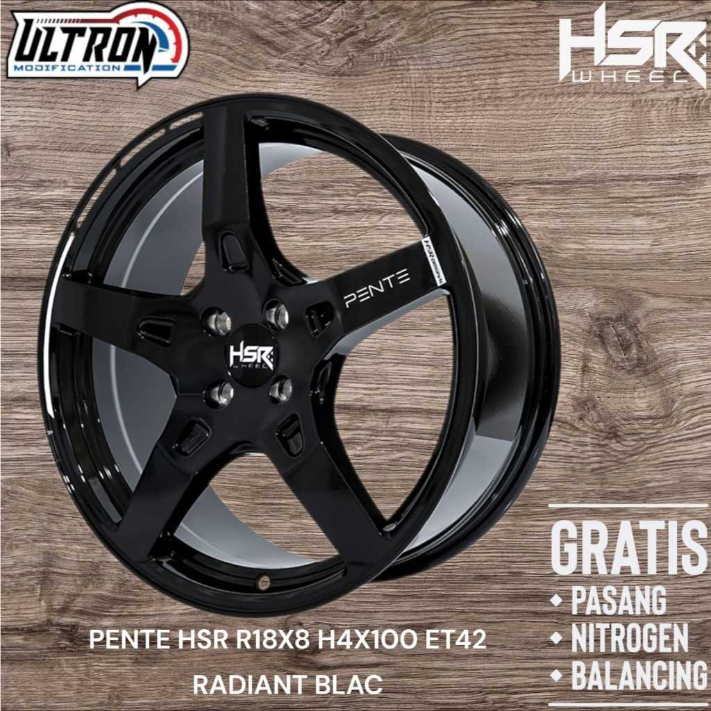 Velg Mobil HSR PENTE R18 Lebar 8 PCD 4x100 ET 42 Radiant Black