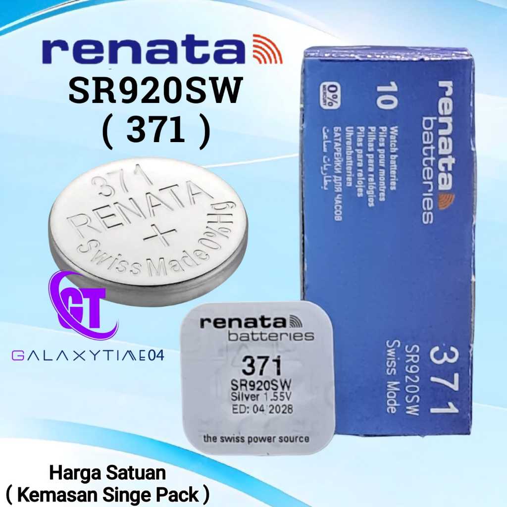 Baterai Renata 371 SR920SW Original Swiss Made Batre Jam Tangan SR 920 SW 171 370 SR921 SG6 Satuan