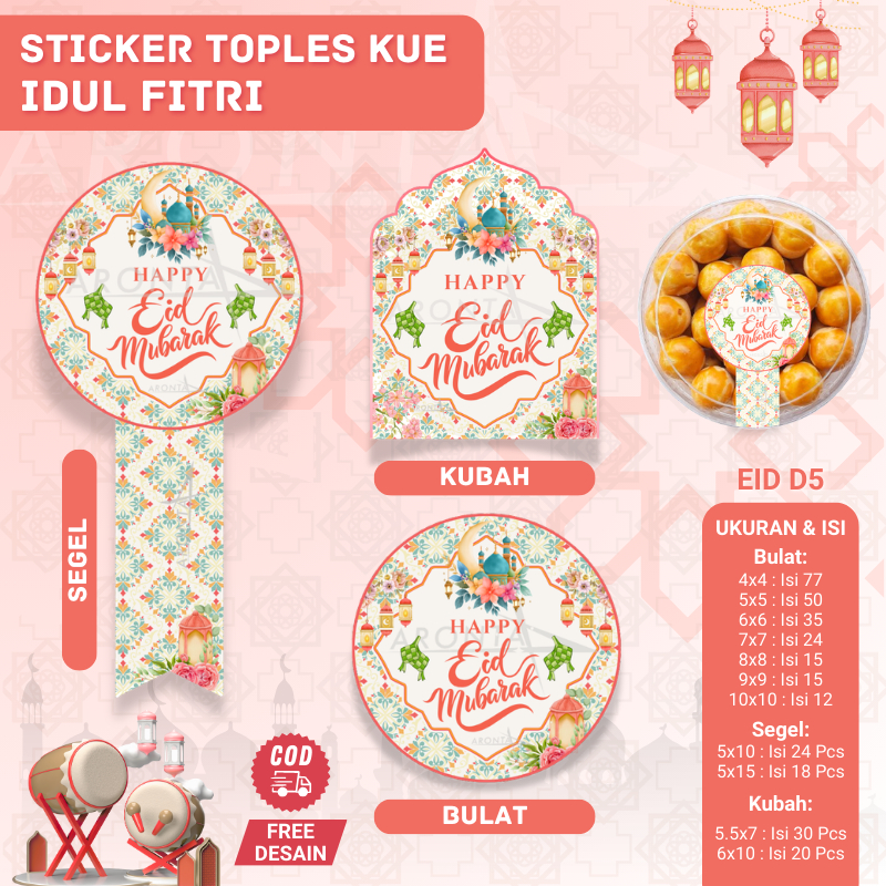 Stiker Ucapan Idul Fitri - Stiker Toples Kue Lebaran - Sticker Ucapan Idul Fitri - Custom & Free Des