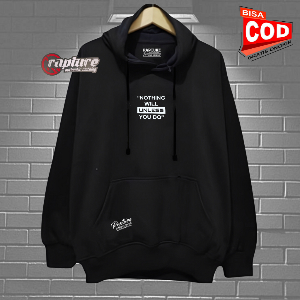 Hoodie Cowok Distro Oversize Warna Hitam List Nothing Will Sweater Hodie Pria Terbaru Brand Lokal Ba