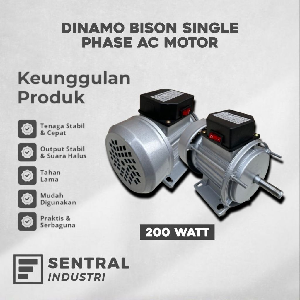 Dinamo Parutan Serbaguna Dinamo Motor Parut Kelapa 200 Watt 2800 Rpm Merk Bison/Tiger