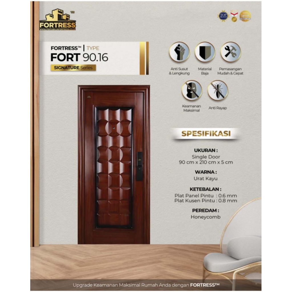 PINTU BAJA FORTRESS TYPE FORT URAT KAYU 90.16,120.16,150.16