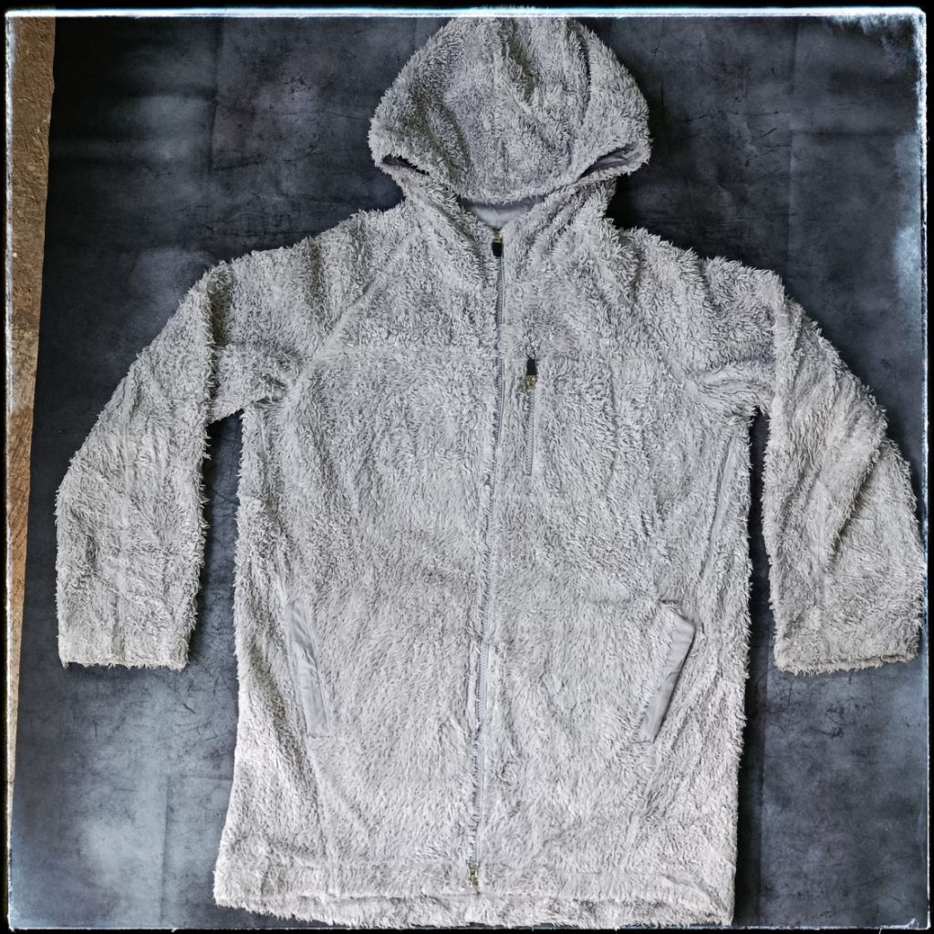 Jaket parka sherpa inner fleece thermal Uniqlo tag hitam size L to XL