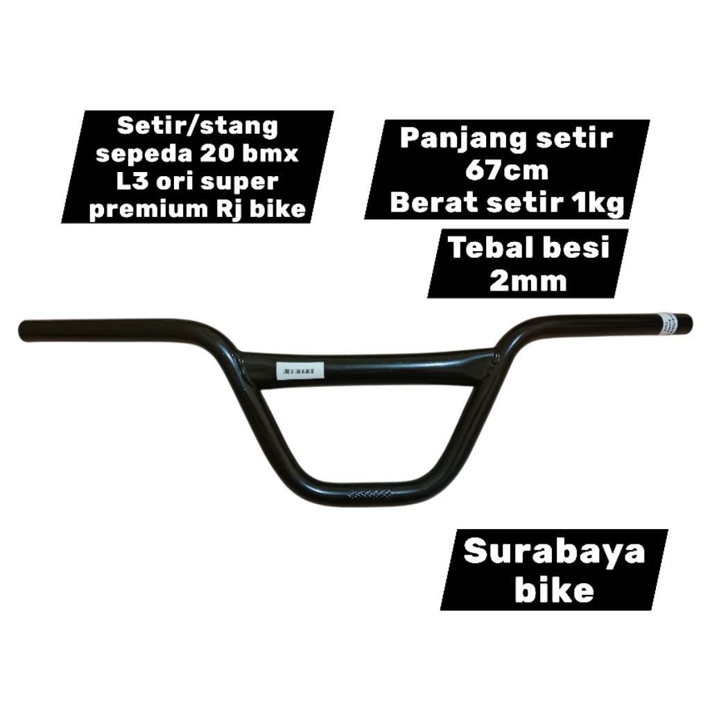 SETIR/STANG SEPEDA 20 BMX LONTONG L3 ORI SUPER PREMIUM RJ BIKE