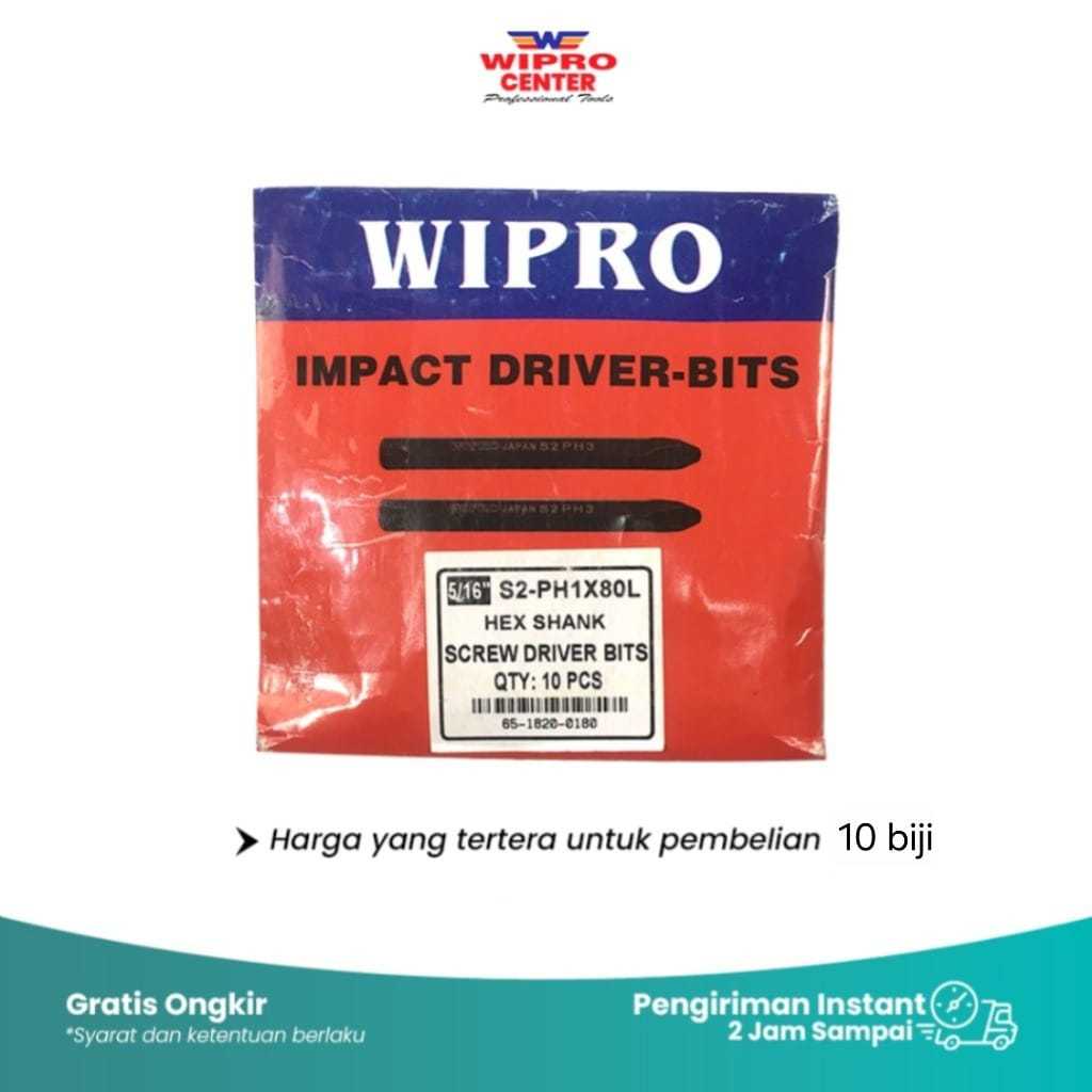 Mata Obeng Ketok WIPRO PH 1 x 80 L Plus (+) isi 10 biji