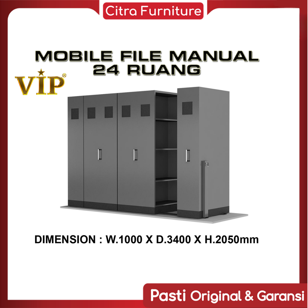 VIP® Mobile File Manual Sistem Roll O Pack 24 Compartment Lemari Arsip - Plat 0.8mm
