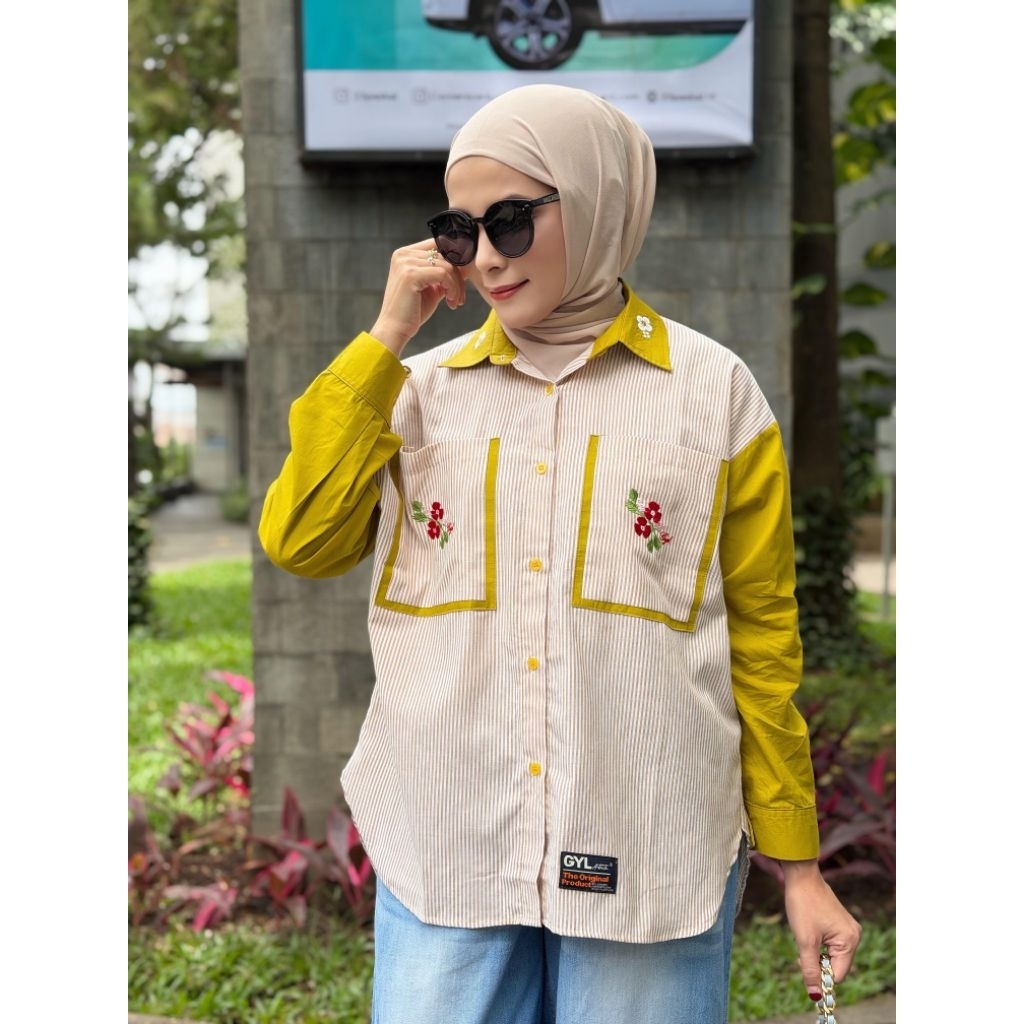 GYL AUTHENTIC Kemeja Katun Salur Bordir by GYL AUTHENTIC