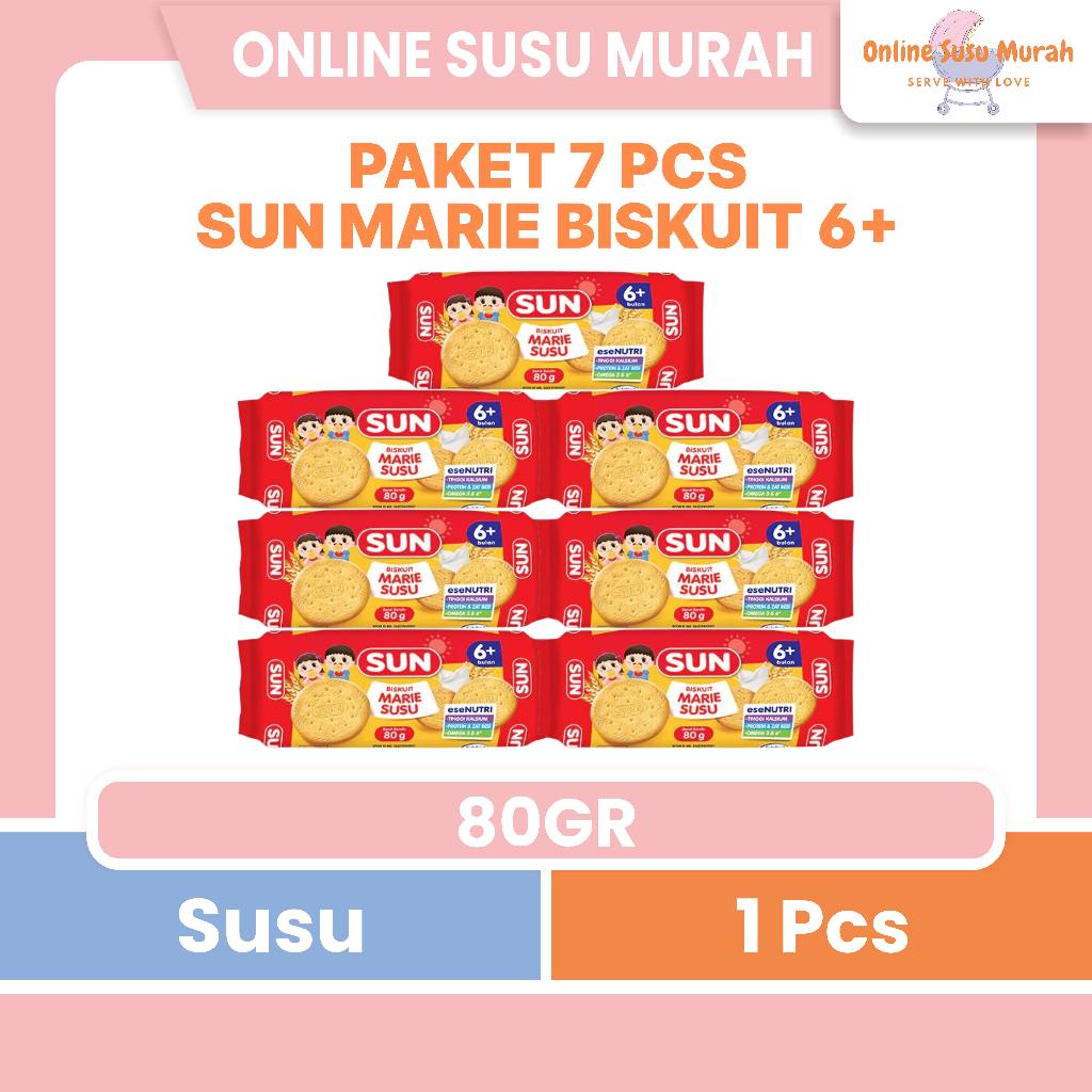 SUN PAKET 7 PCS BISKUIT MARIE SUSU 80GR BISCUIT SNACK BAYI 6+ 80 GR PRLA