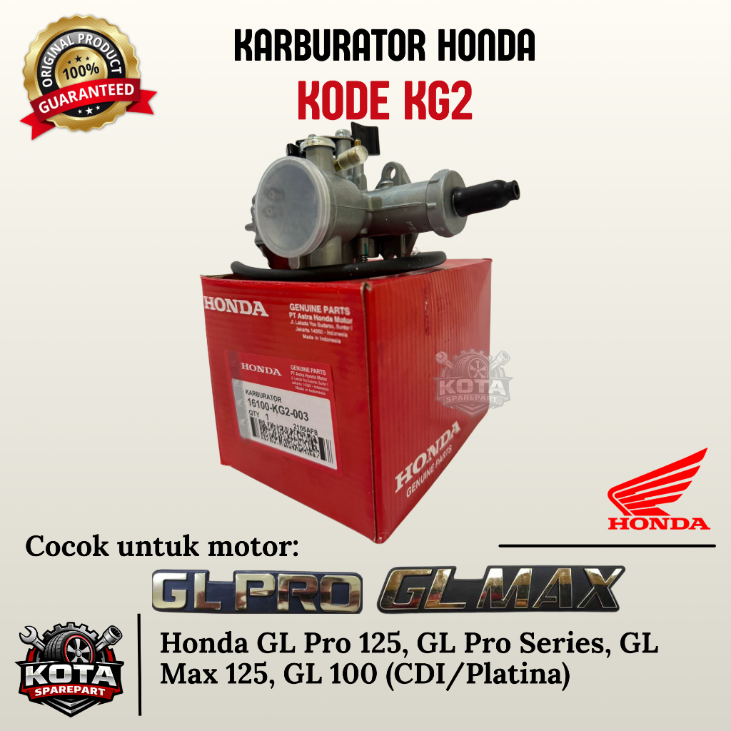 KARBURATOR ORIGINAL HONDA KODE KG2 UNTUK MOTOR HONDA GL PRO 125, GL PRO SERIES, GL MAX 125, GL 100 (