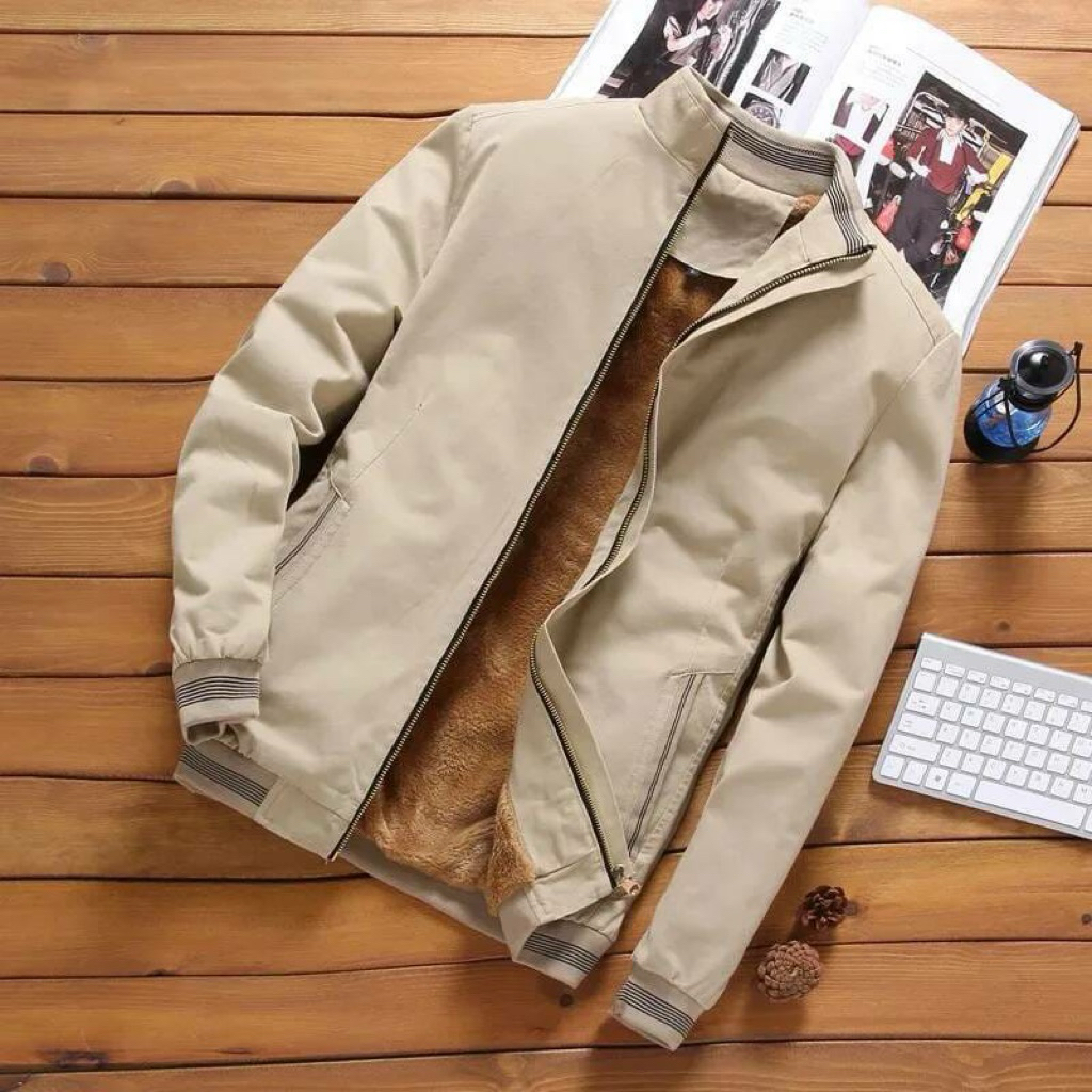 Jaket Pria Casual Premium Tebal Hangat Polos – Jaket Bomber Pria Semi Formal Stylish Lengan Panjang 